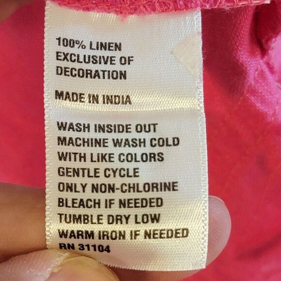 Crown and Ivy Kurta 100% Linen Pink Midi Dress Womens 4 Sleeveless Barbie - Picture 6 of 7